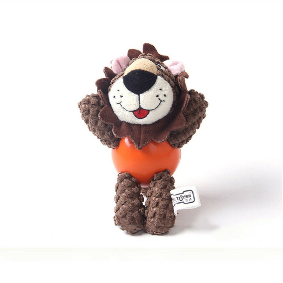 (Lion) Corduroy Rubber Plush Pet Dog Doll Toy Multi Shaped Chew Squeaky Toys for Puppy Animal Playing Stuffed Pet Toys