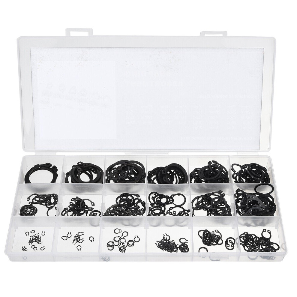 300Pcs Retaining Circlip Set External Circlips Snap Ring Assortment Set Black 3654659365095