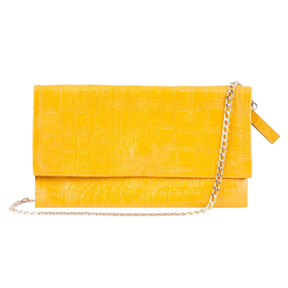 (Yellow) Womens Alligator Leathr Printed Cowhide Clutch Bag