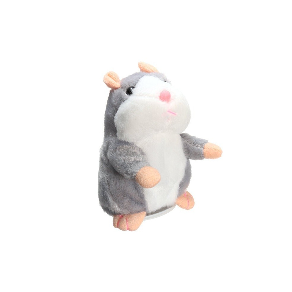 (Grey) Talking Hamster Pet 15cm Christmas Gift Plush Toy Cute Speak Sound Record Stuffed Animal Toy