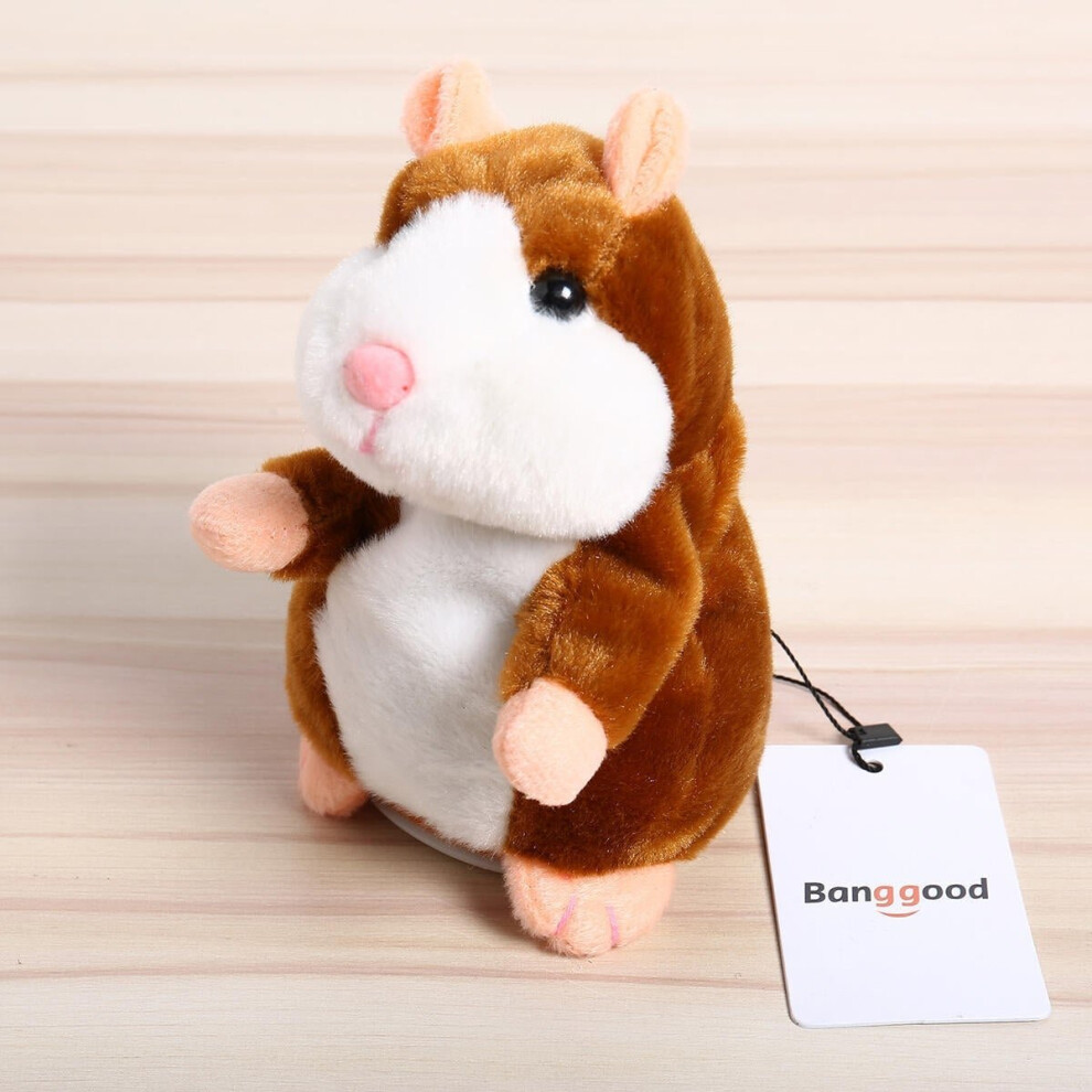 (Light Brown) Talking Hamster Pet 15cm Christmas Gift Plush Toy Cute Speak Sound Record Stuffed Animal Toy