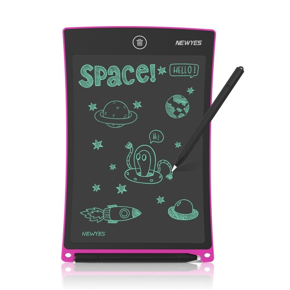 (Pink) 8.5-Inch Writing Board Monochrome Screen Tablet Drawing Handwriting Pad Message Kids Educational Toys