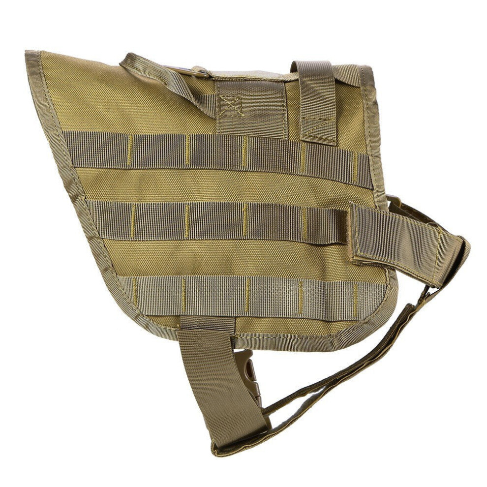 (earth, L) Outdoor Molle Dog Vest Adjustable Water Resistant Nylon with Safety Lock and Detachable Strap