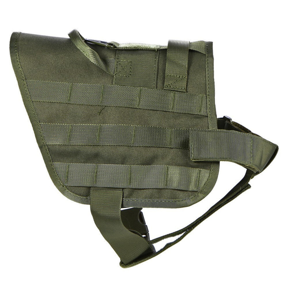 (Dark Green, L) Outdoor Molle Dog Vest Adjustable Water Resistant Nylon with Safety Lock and Detachable Strap