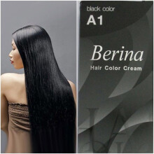 Berina A1 Black Hair Colouring Permanent Hair Dye Intense Black