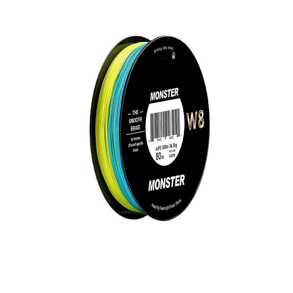 (1) 300M 8 Strands Fishing Line Braided Wire Multi-Colors 20-100LB Line Salt Water