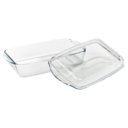 2.75L Pasabahce Large Rectangle Casserole Dish Glass Bakeware Ovenware with Lid 2