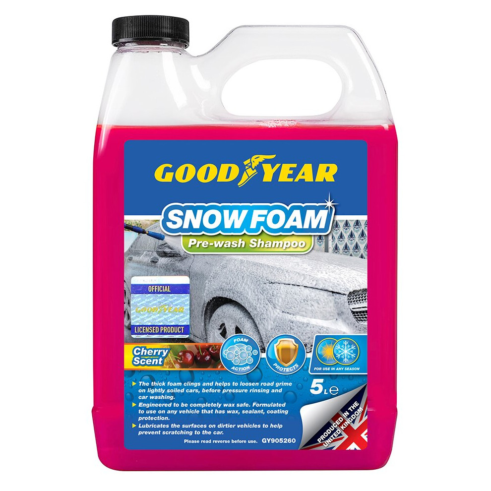 Goodyear Snow Foam Shampoo Car Cherry Scent 5L pH Neutral Wash Wax Soap Kit