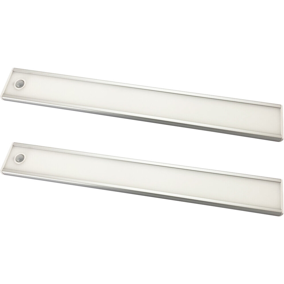 2x 305mm Rechargeable Cabinet Strip Light & Auto PIR On/Off - Natural White LED