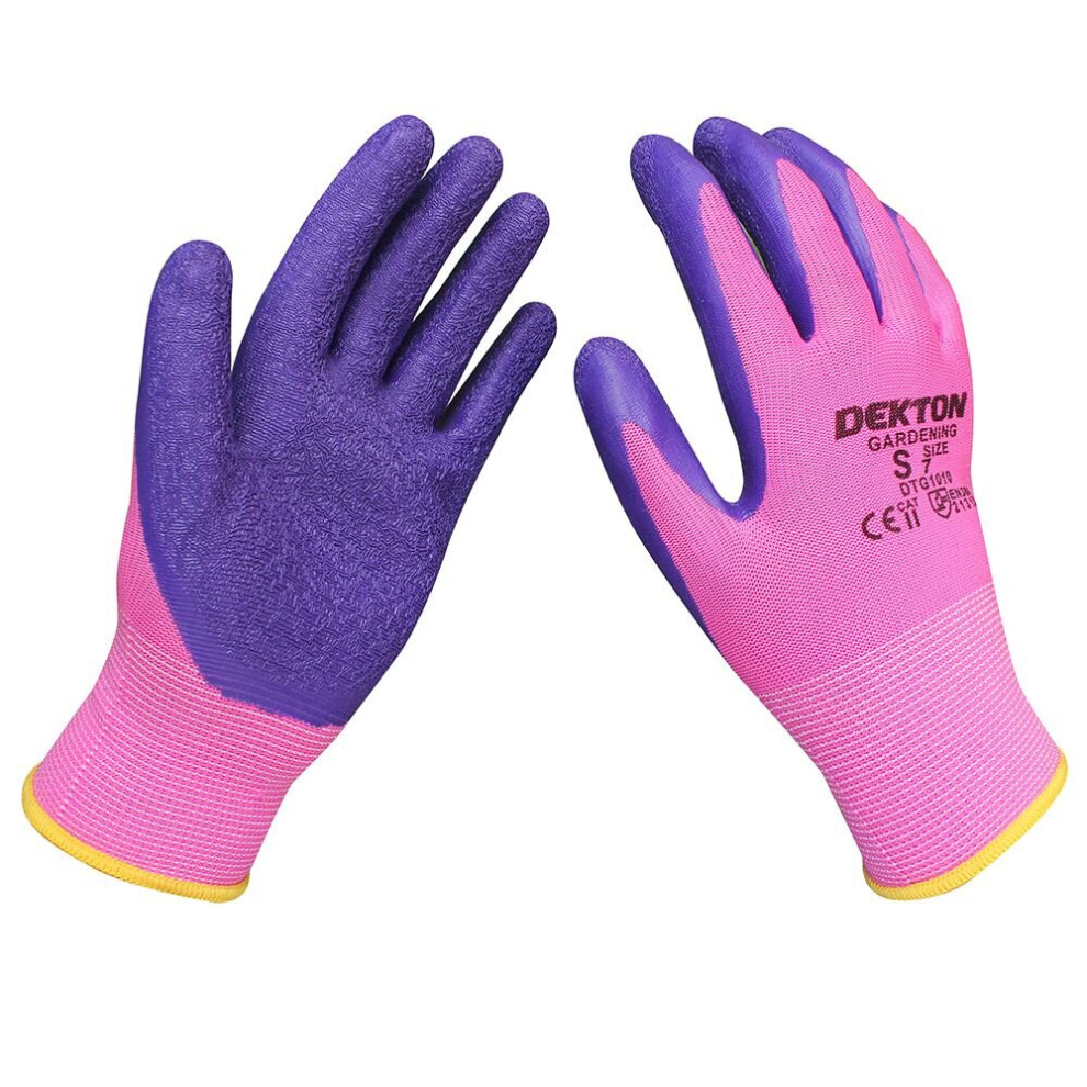 Dekton (Small) Assorted Sizes Gardening Latex Coated Gloves Ultra Grip Protection