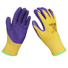 (Medium) Dekton Assorted Sizes Gardening Latex Coated Gloves Ultra Grip Protection