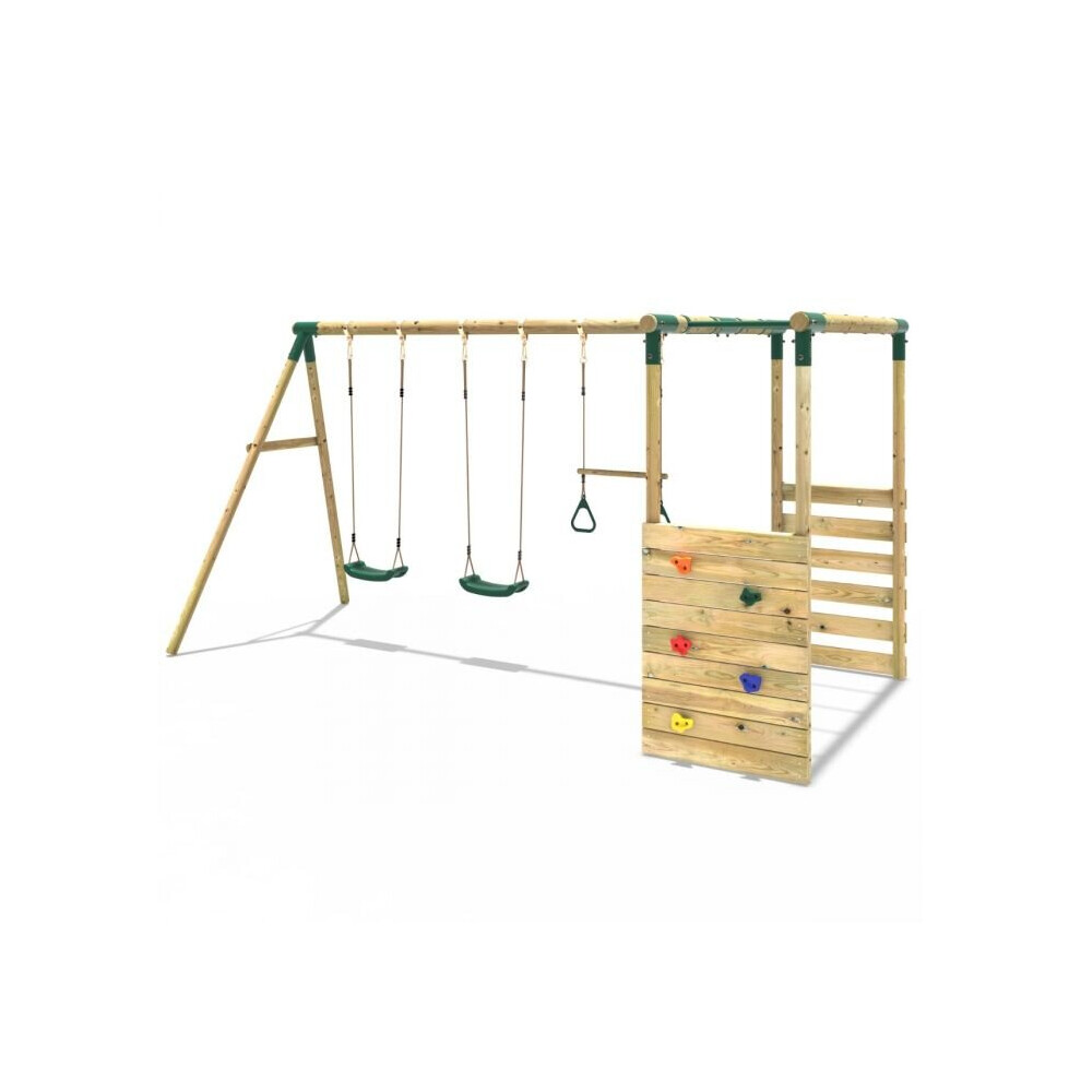 (Monkey Bars - Comet, Green) Rebo Wooden Children's Garden Swing Set with Monkey Bars