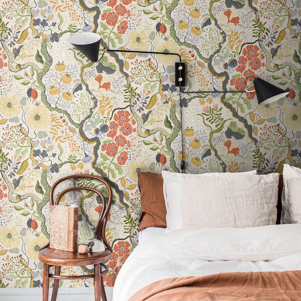Sommarang Ann Wallpaper White/Yellow Galerie S65102 5901638006141