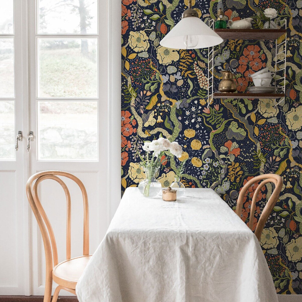 Galerie Wallpaper Sommarang Ann Floral Blue Wallpaper - 53cm Roll Width - Image 3