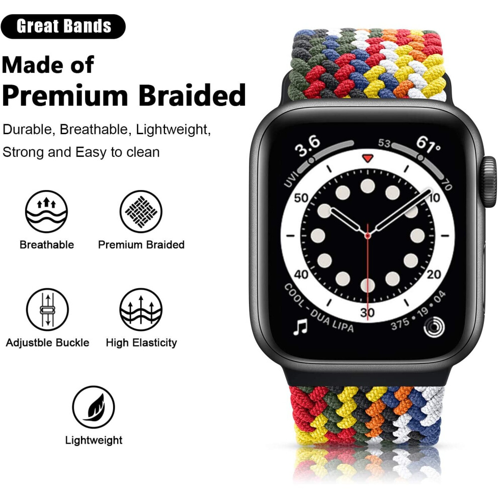 (Rainbow, 38-40-41Mm) Braided Solo Loop Strap, Compatible With Apple Watch Strap Replacement Strap For Iwatch Series 6/Se/5/4/3/2/1 Not,Specified 740207187356