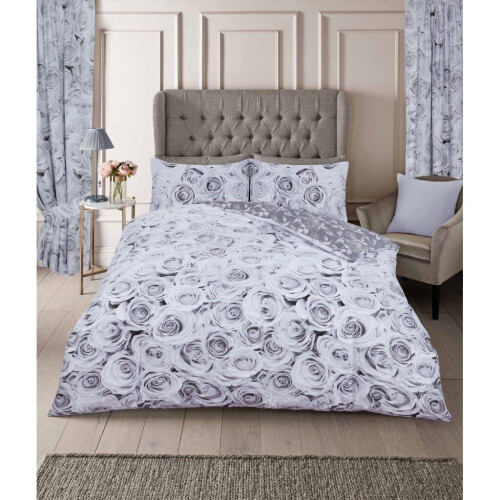 (Single, Grey) Luxury Reversible Bellerose Duvet Bedding Set