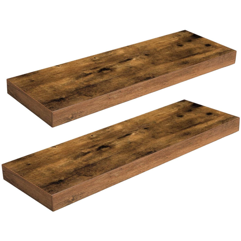 Hoobro Floating Shelf, Set Of 2, Wall Mounted Shelves, Decorative Wall Shelf, Wall Display Racks, Easy To Install, Rustic Brown 6972641075638
