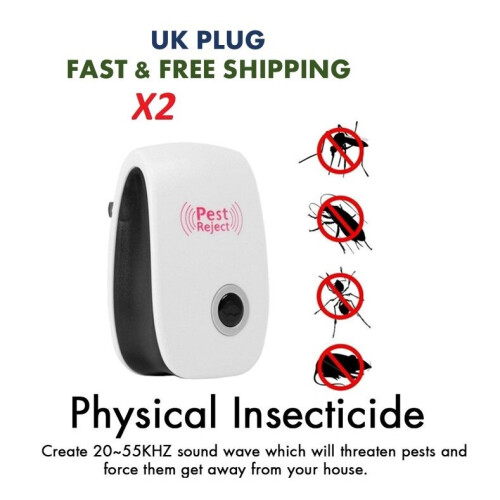 (2 unit pak) Electronic Pest Repeller Anti Mosquito Bug Insect UK plug 2
