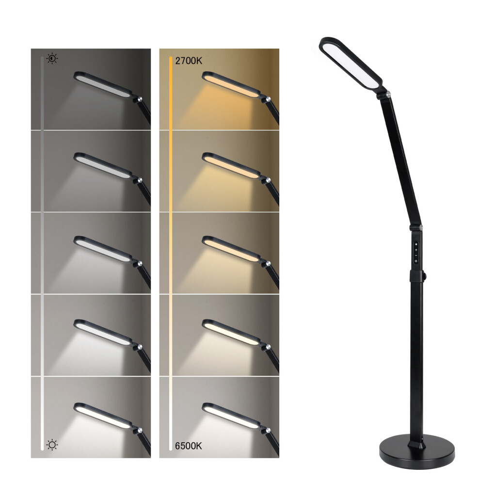 LED Floor Standing Lamp Dimmable Adjustable Study Reading Light Office