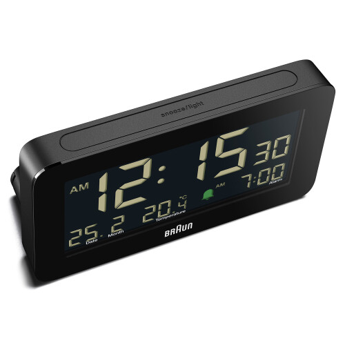 Braun Braun Digital Alarm Clock with Date, Month and Temperature Display, Black, BC10B 2
