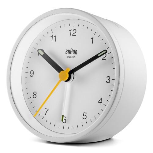 Braun Braun Classic Analogue Alarm Clock with Snooze and Light, White, BC12W 1