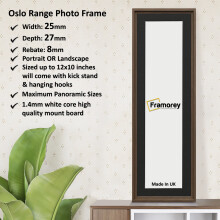 (Walnut With Black Mount, 12x8" Pic (16x12" Frame)) Panoramic Size Walnut Picture Frame / Wall Art Photo Frame / Home Décor Frame / Photo Print Frame With Multicoloured Mount