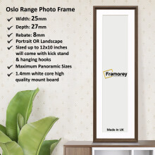 (Walnut With White Mount, 16x5" Pic (20x9" Frame)) Panoramic Size Walnut Picture Frame / Wall Art Photo Frame / Home Décor Frame / Photo Print Frame With Multicoloured Mount