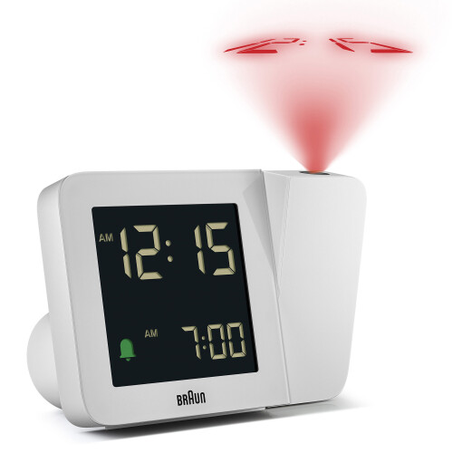 Braun Braun Digital Projection Alarm Clock, White, BC15WUK