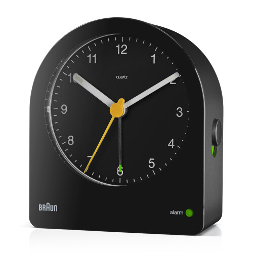 Braun Braun Classic Analogue Alarm Clock, Snooze and Continuous Backlight, Black, BC22B 1