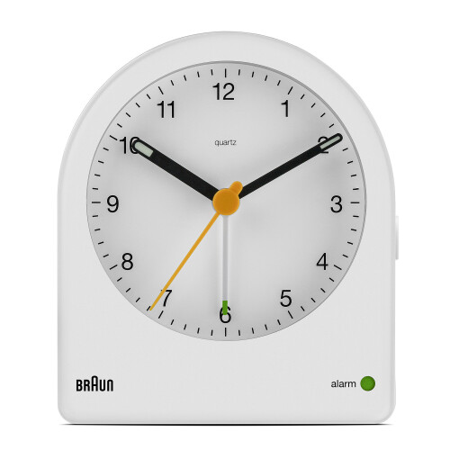 Braun Braun Classic Analogue Alarm Clock, Snooze and Continuous Backlight, White, BC22W 1
