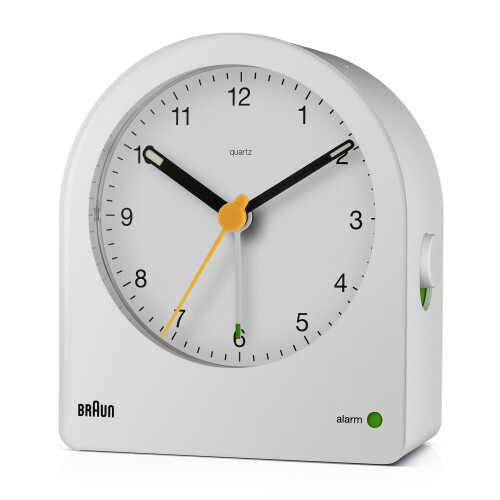 Braun Braun Classic Analogue Alarm Clock, Snooze and Continuous Backlight, White, BC22W 2