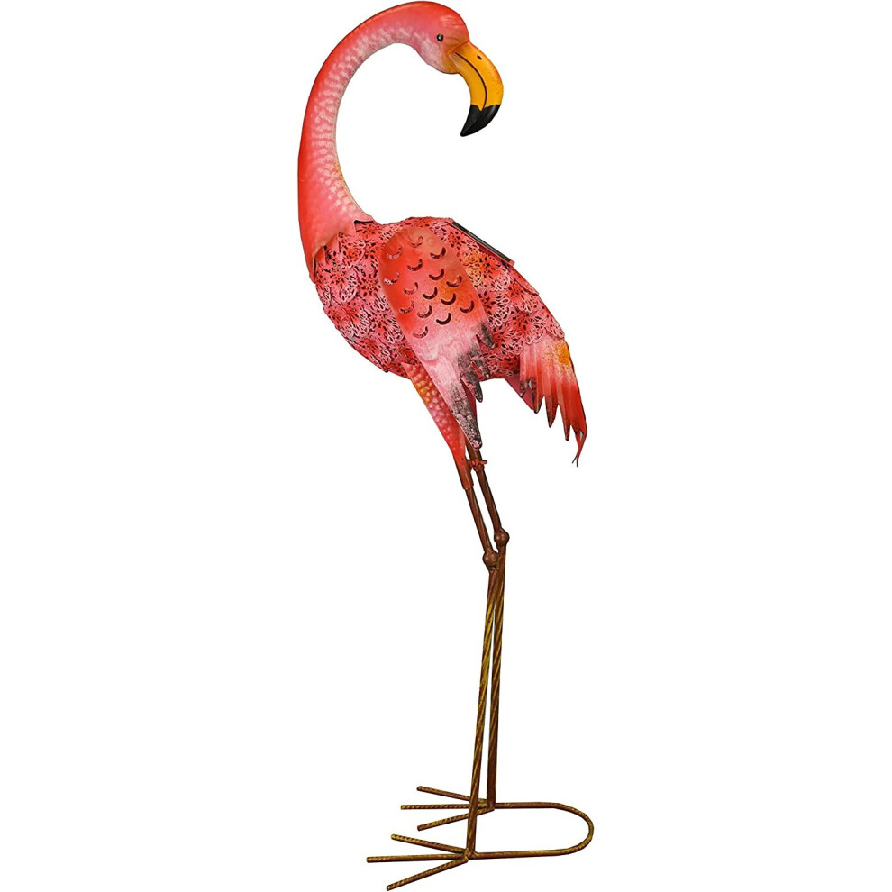 Preening Flamingo Solar Light Garden Ornament