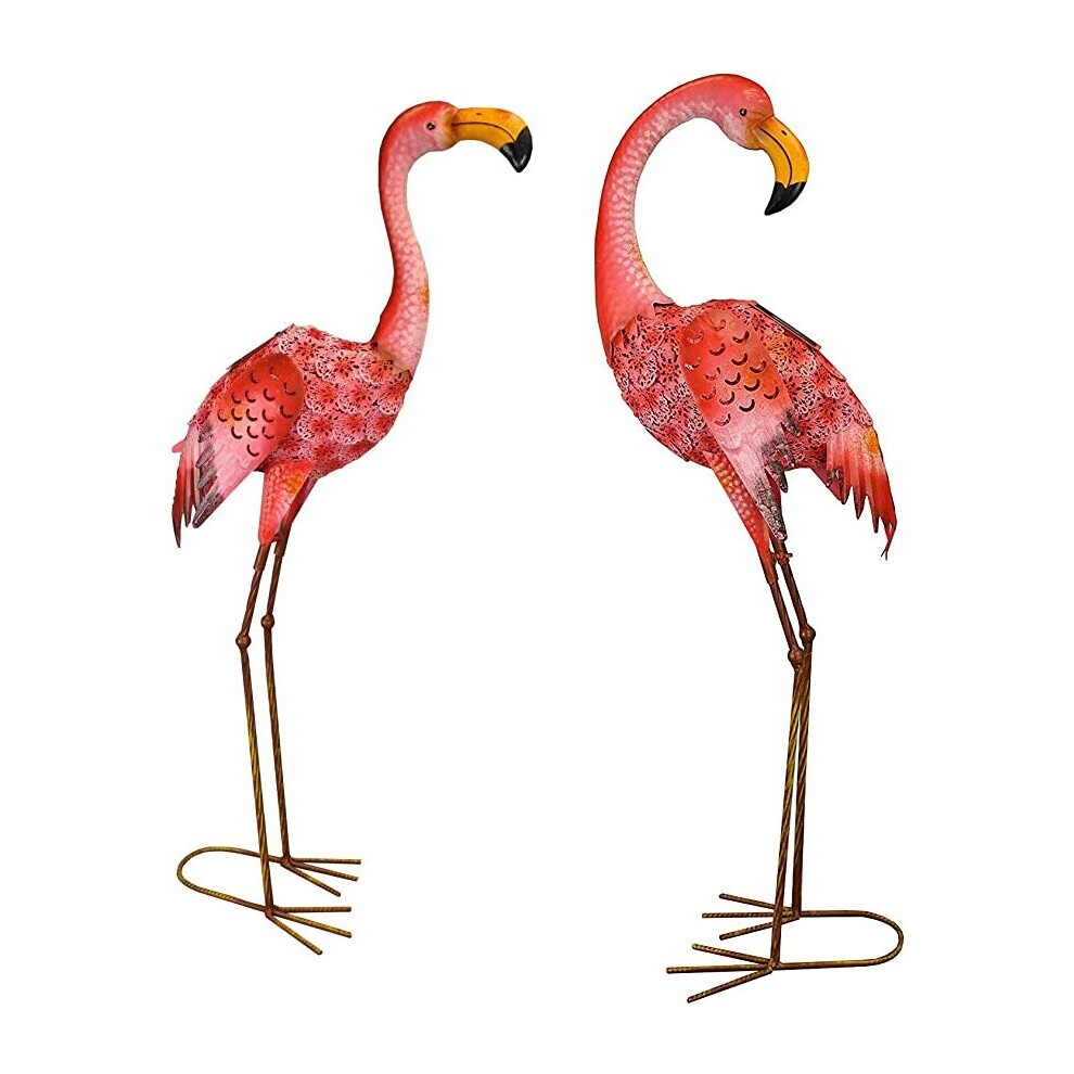 Pair of Flamingo Solar Light Garden Ornaments