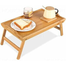 Bamboo Wooden Bed Tray With Folding Legs Breakfast Serving Table Mate