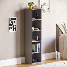 (Grey) Oxford 5 Tier Cube Bookcase Tall Storage Display