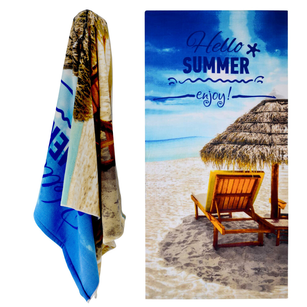 (Hello Summer) GEEZY Large Microfibre Beach Bath Towel Sports Travel Camping Gym Lightweight