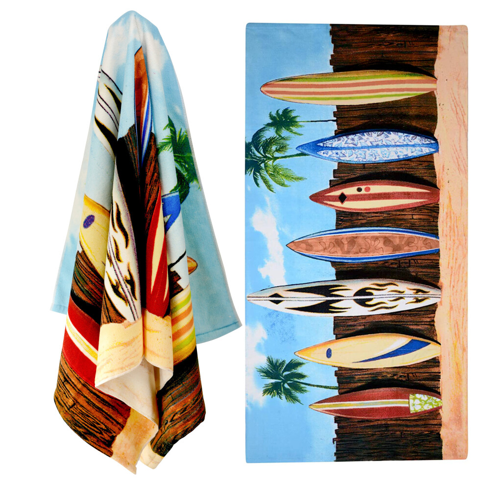 (Surfboards) GEEZY Large Microfibre Beach Bath Towel Sports Travel Camping Gym Lightweight