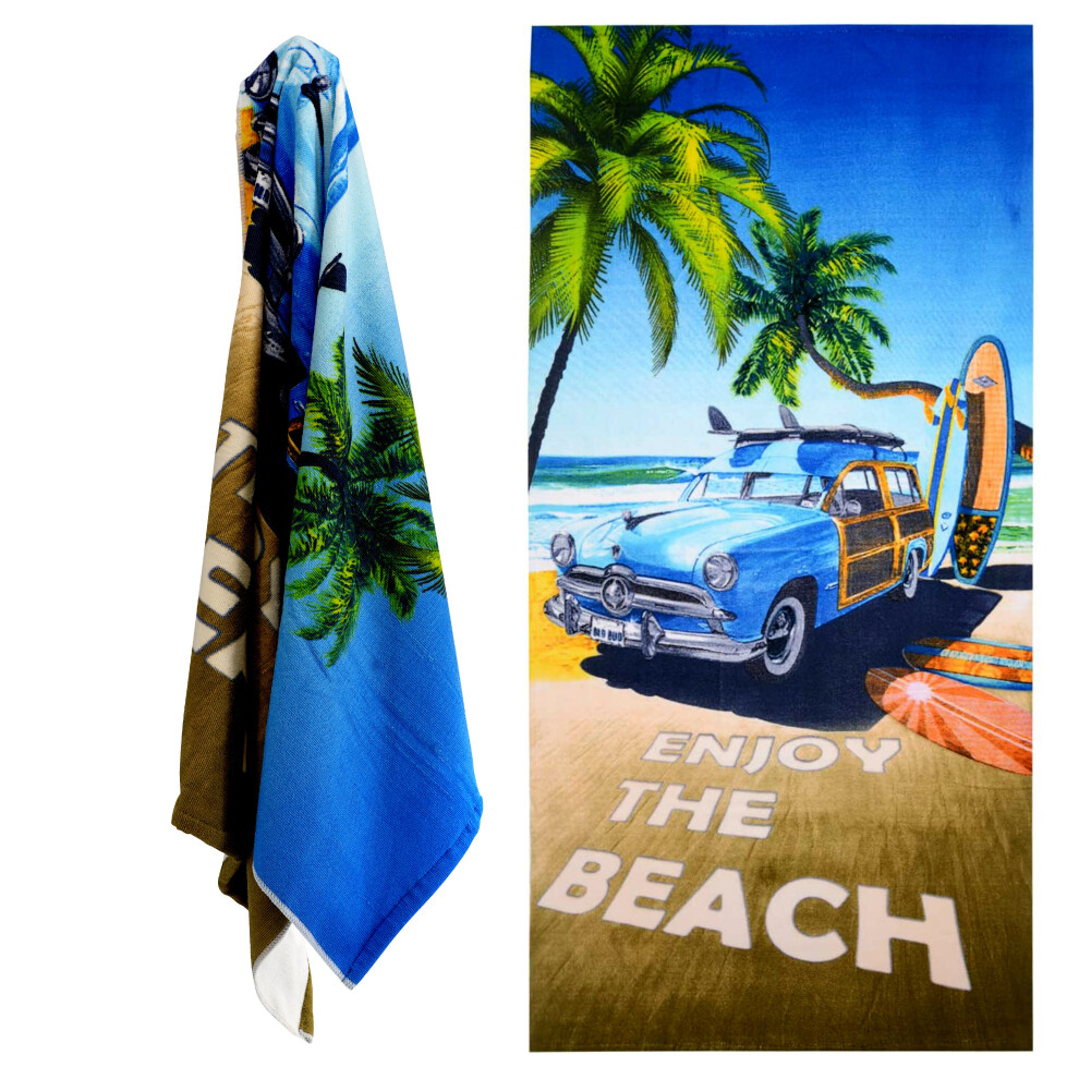 (Enjoy The Beach) GEEZY Large Microfibre Beach Bath Towel Sports Travel Camping Gym Lightweight