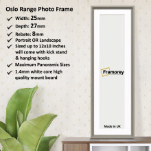 (Grey With White Mount, 16x5" Pic (20x9" Frame)) Panoramic Size Grey Picture Frame / Wall Art Photo Frame / Home Décor Frame / Photo Print Frame With Multicoloured Mount