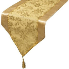 CHRISTMAS Table Runner - Sparkly GOLD Voile - Christmas Poinsettia