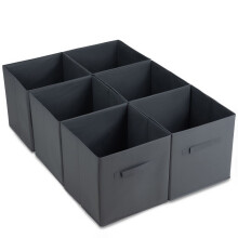 (GREY) LIVIVO SET OF 6 FOLDING CANVAS STORAGE BOXES COLLAPSIBLE CLOTHES ORGANIZER FABRIC CUBE