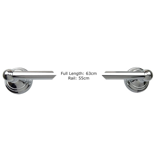 60cm Chrome Wall Mounted Single Towel Rail - Traditional Style, Concealed Fixings 2