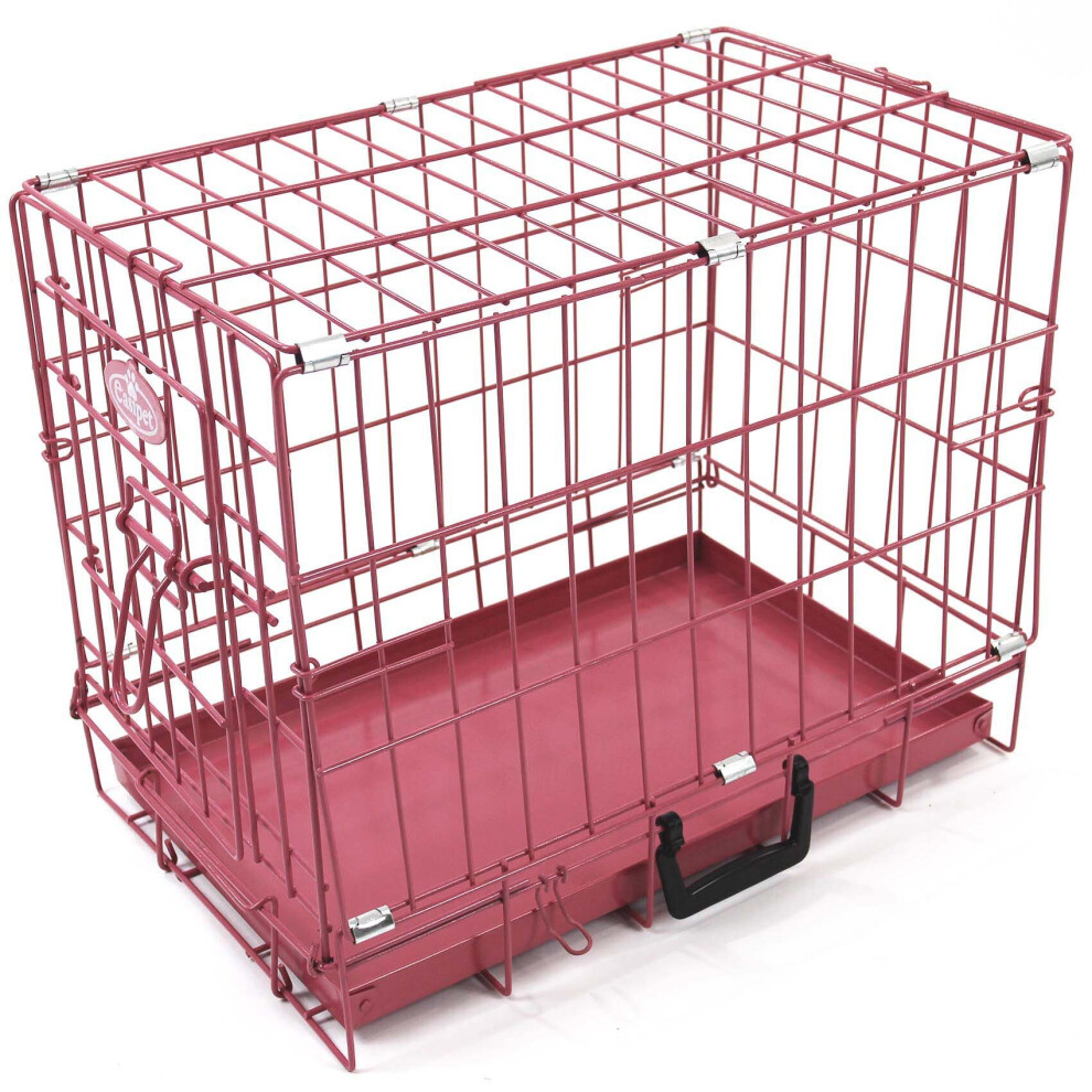 Dog Puppy Metal Training Cage in Pink 20in with one door 21983