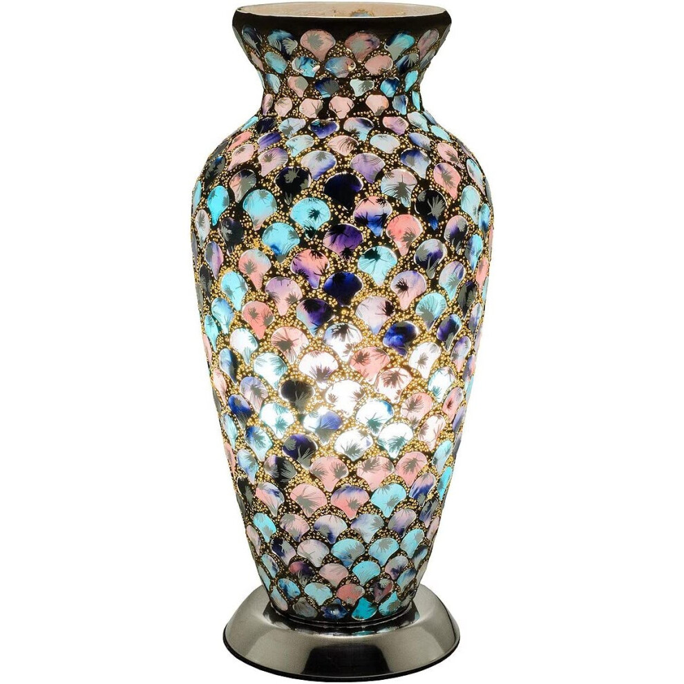 Mosaic Glass Vase Lamp-Blue & Pink Tile - LM79BP