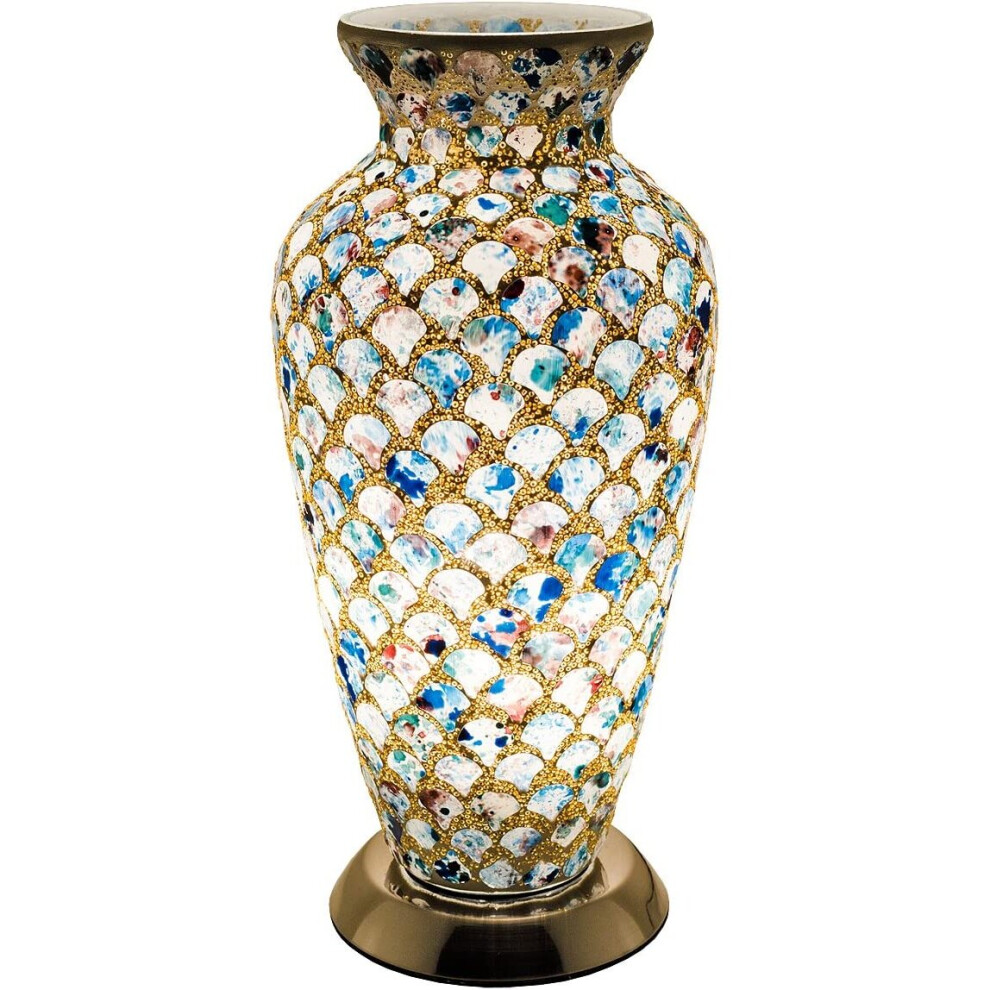 Blue Tile Medium Mosaic Glass Vase Lamp - LM79BLT