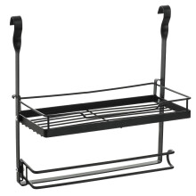 (SHELF PAPER TOWEL HOLDER - BLACK) LIVIVO Kitchen Saucepan Lid Hooks Tool Utensils Holder Hanging Rail Rack Wall Mounted