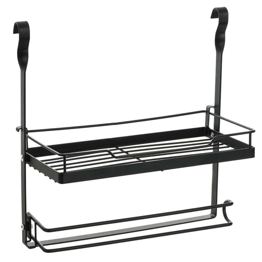 Livivo (Shelf Paper Towel Holder - Black) Kitchen Saucepan Lid Hooks Tool Utensils Holder Hanging Rail Rack Wall Mounted