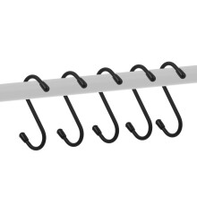 (5PC 'S' HOOKS - BLACK) LIVIVO Kitchen Saucepan Lid Hooks Tool Utensils Holder Hanging Rail Rack Wall Mounted