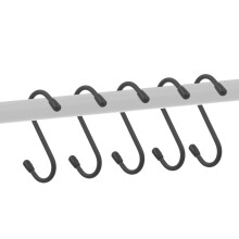(5PC 'S' HOOKS - GREY) LIVIVO Kitchen Saucepan Lid Hooks Tool Utensils Holder Hanging Rail Rack Wall Mounted