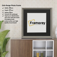 (Grey With Black Mount, 10x10" Pic (12x12" Frame)) Oslo Style Grey Photo Frame / Square Size Picture Frame / Wall Art Picture Frame / Wall Hanging Poster Frame With Multicoloured Mount